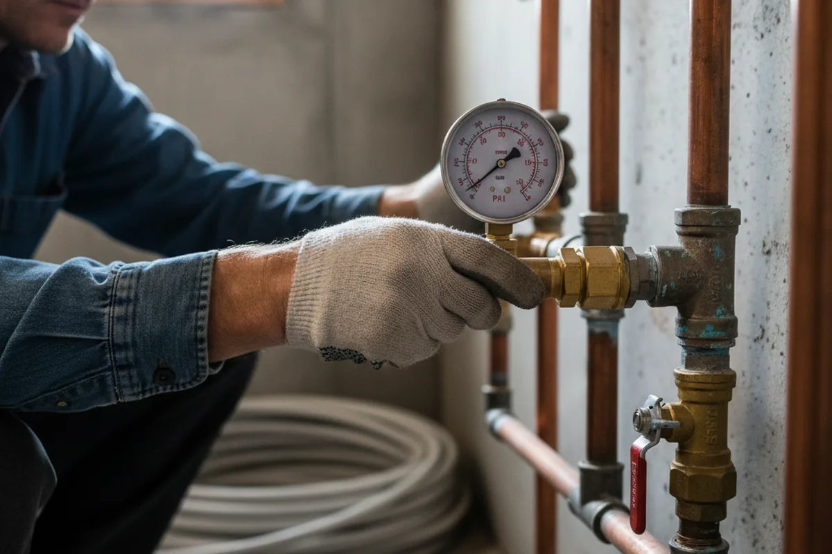 Pressure testing a repaired line during Water Line Repair in Chappells